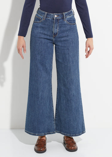 Jean coupe très large, spécial PETITE Bleu Fonce