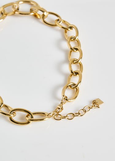 Collier maillons fantaisie, acier inox Dore