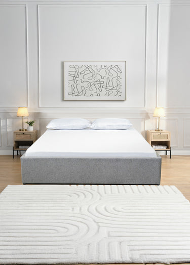 ALBA Lit coffre en tissu avec sommier Gris