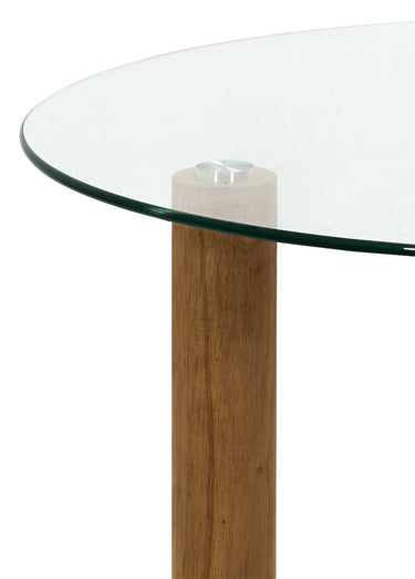 Table basse ronde en verre trempé CLARA Blanc/Marron