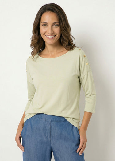 T-shirt marinière rayé manches 3/4 Uni Vert
