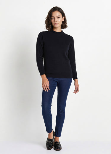 Pull chaud col montant avec laine et angora Noir