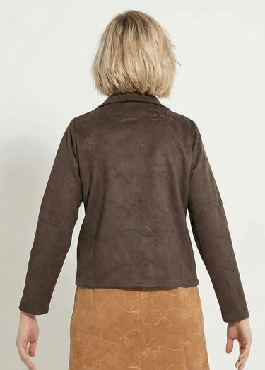 Veste zippée style motard, simili cuir Chocolat