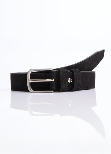 Ceinture cuir suédé et boucle métallisée Noir