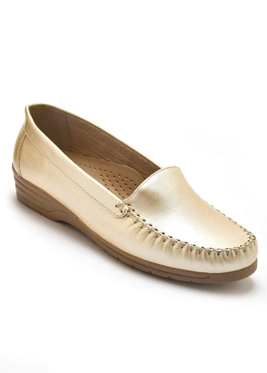 Mocassins cuir grande largeur Dore
