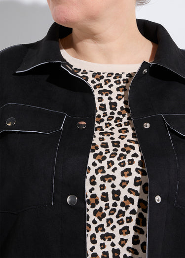 Veste en suédine détails contrastants Noir