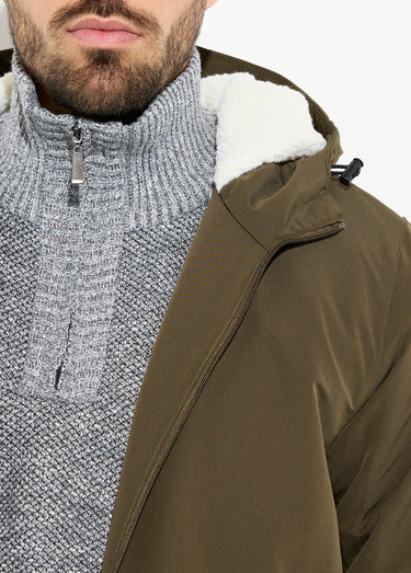 Parka longue fourrée avec capuche Kaki