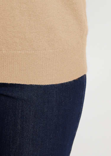 Pull chaud col montant avec laine et angora Camel