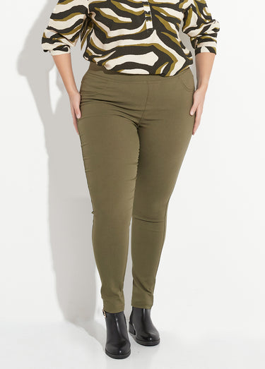 Pantalon extensible taille élastiquée Kaki