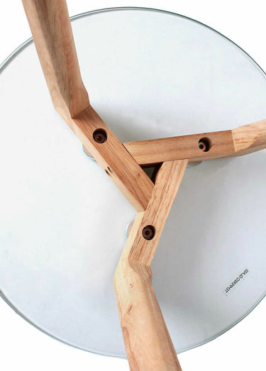 Tables plateau verre rond et pied compas Transparent
