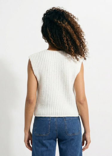 Gilet sans manches avec boutons bijoux Blanc