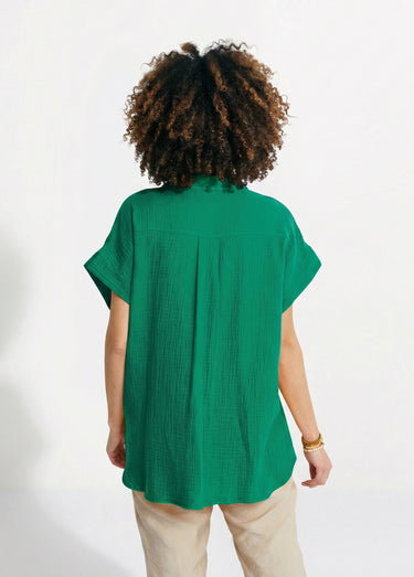 Tunique longue ample coton uni Vert