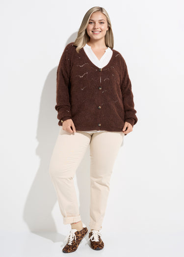 Gilet chaud maille mousseuse avec laine Marron