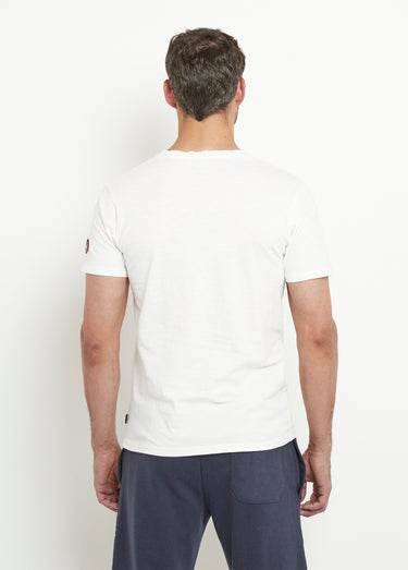 T-shirt col rond drapeau camouflage Blanc