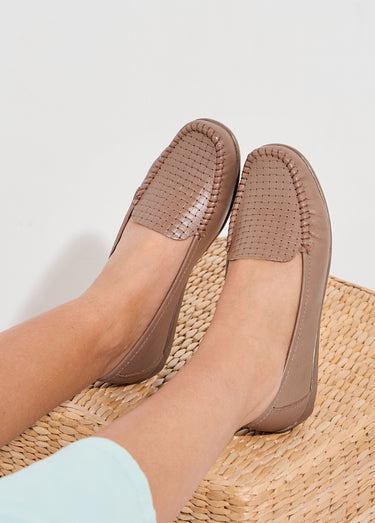 Mocassins souples largeur confort cuir Taupe