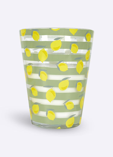 Bougie parfum citronnelle en verre, 23cm Citron rayé