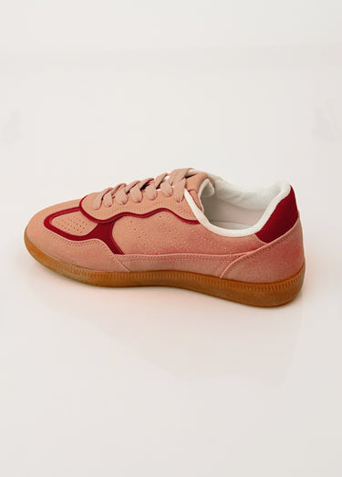 Sneakers simili cuir lisse et suédé Rose