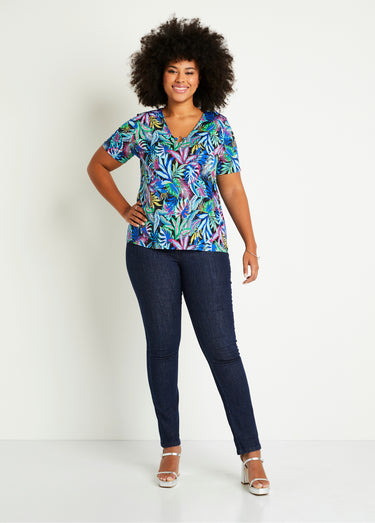 T-shirt manches courtes uni ou imprimé Imprime/Bleu