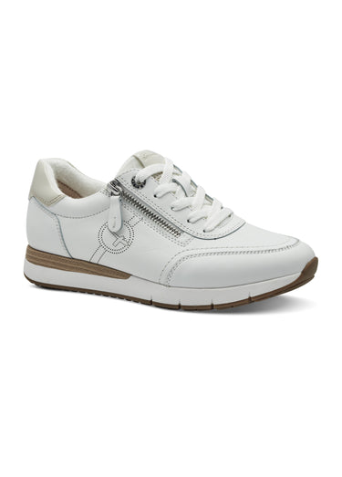 Baskets lacets et zip avec logo perforé Blanc