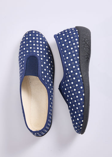 Chaussons ballerines élastiqués largeur confort Marine