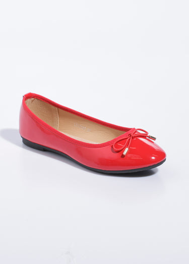 Ballerines plates vernies petit nœud Vernis Rouge