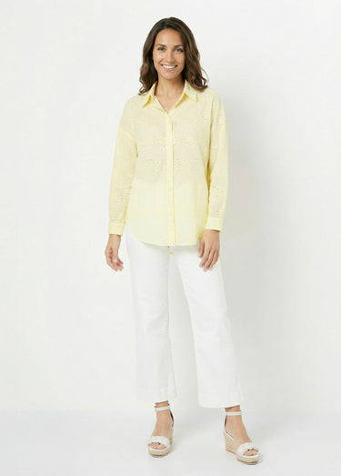 Chemisier coton avec broderie anglaise Jaune