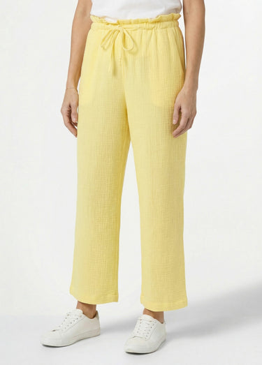 Pantalon large tendance, gaze de coton Jaune