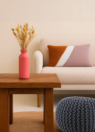 Pouf rond tricoté grosse maille, foncé Gris