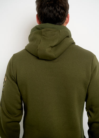 Sweat à capuche demi zip manches longues Kaki