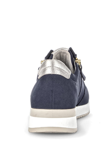 Baskets sportwear en cuir, lacets et zips Bleu