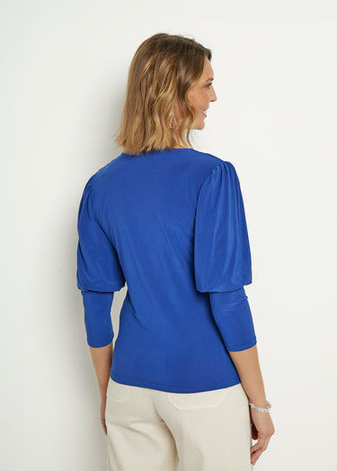 Tunique stretch décolleté carré manches 3/4 Bleu Electrique