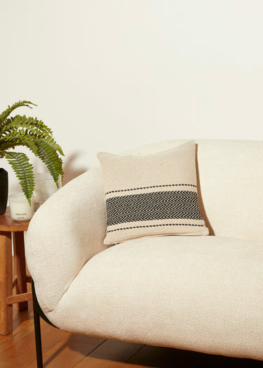 Housse de coussin tissée 40x40cm, chevrons Écru / Noir