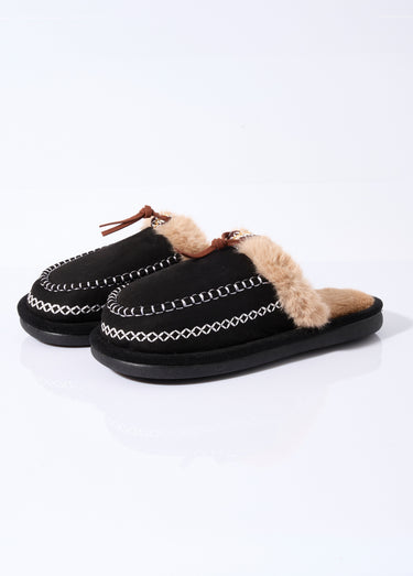 Mocassins fourrés, avec dessus suédine Noir