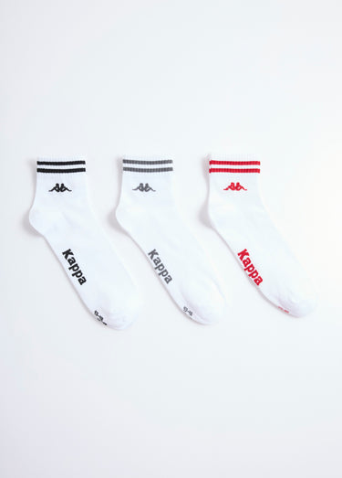 Mi-chaussettes sport avec bord rayures Blanc