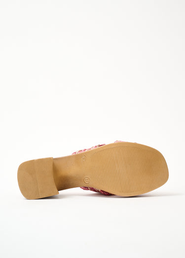 Mules largeur confort raphia tressé Vieux Rose/Dore