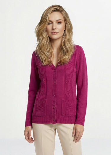 Gilet boutonné manches longues Cassis