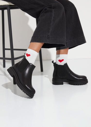 Boots Chelsea cuir avec semelle épaisse Noir
