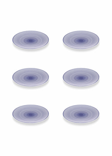 Lot de 6 assiettes à dessert porcelaine Eda Bleu / Blanc