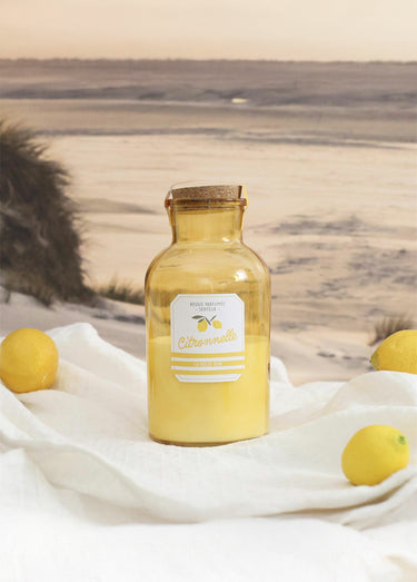 Bougie parfumée citronnelle, fiole 20cm Jaune