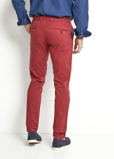 Pantalon chino poches italiennes Bordeaux