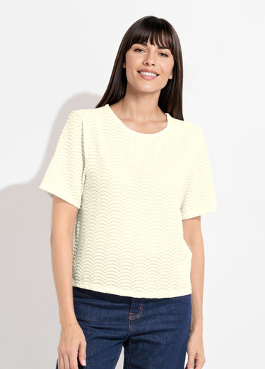 T-shirt maille reliéfée motif  écailles Beige