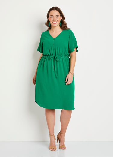 Robe courte évasée unie Vert