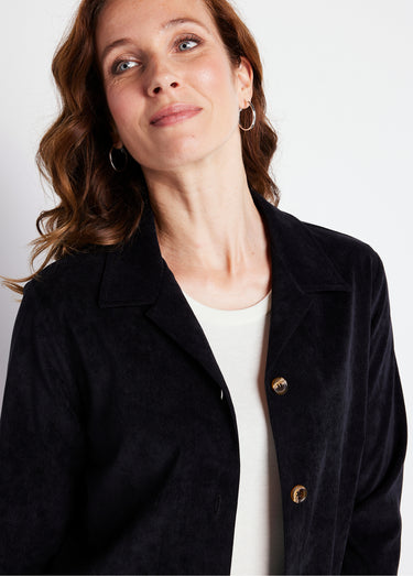 Veste surchemise velours milleraies col tailleur Noir