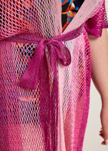 Robe de plage en maille multicolore Fuchsia