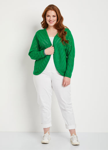Gilet boléro fin ajouré coton Vert