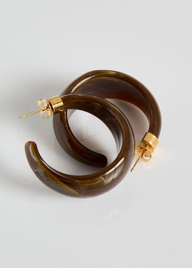 Boucles d'oreilles résine forme créoles Marron