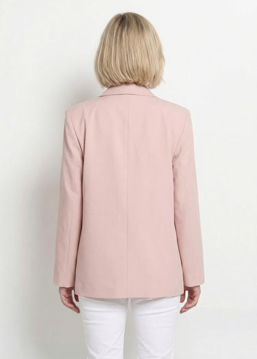 Veste longue 1 bouton avec col tailleur Rose