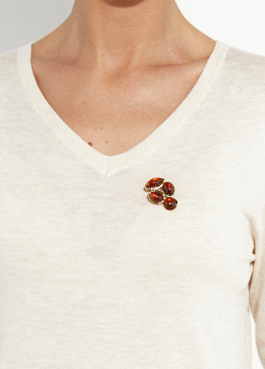 Broche acier inox avec cabochons résine Marron