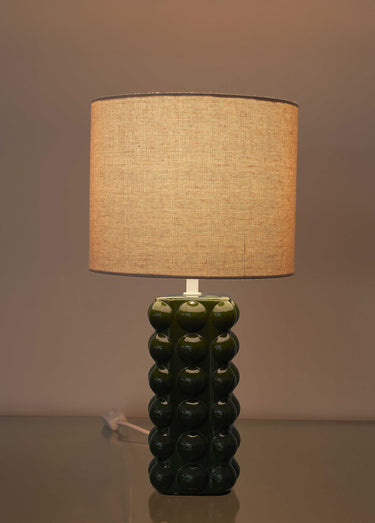 Lampe avec pied en céramique texturé Vert