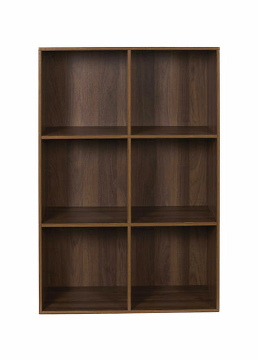 Meuble 6 cases en bois foncé rainuré Marron